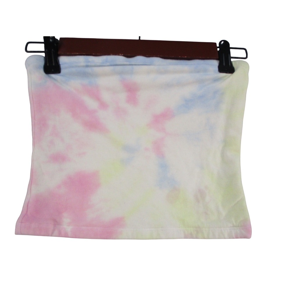Forever 21 Womens Medium Pastel Tie Dye Tube Top Strapless Crop Pink Blue Yellow